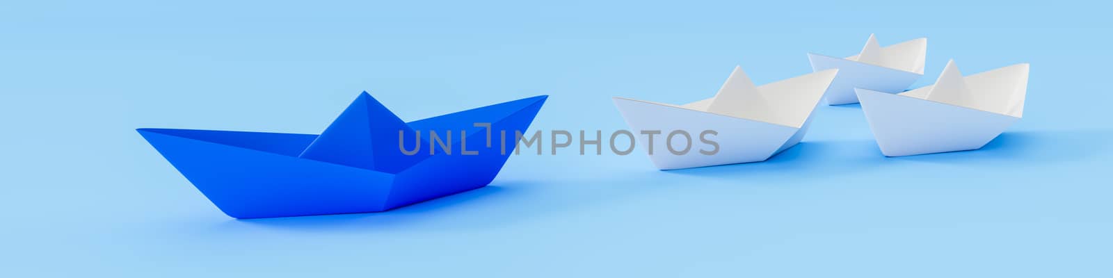 3d illustration of a blue boat and some white
