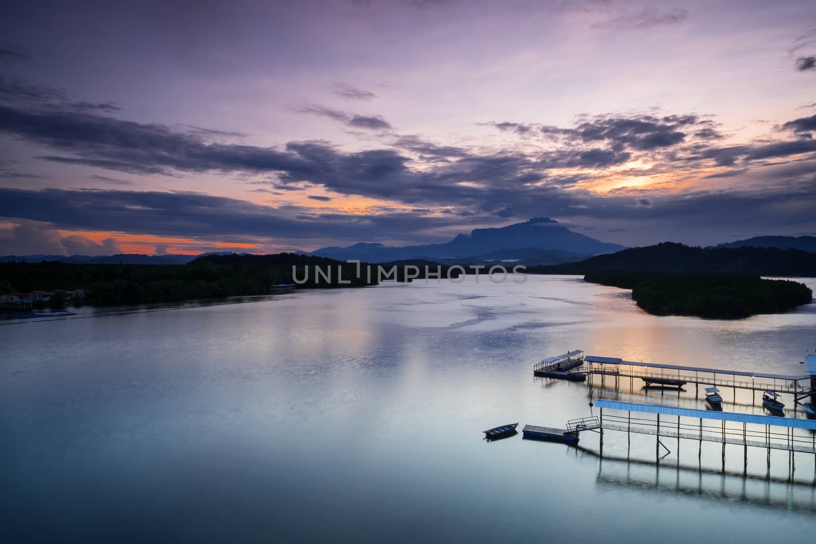 Mengkabong River and Mt Kinabalu by kstphotography