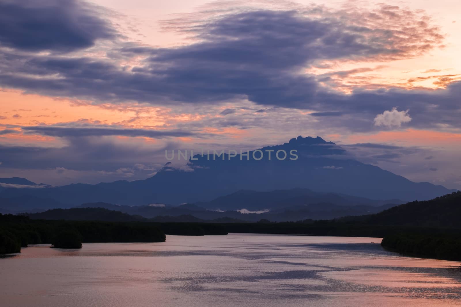 Mengkabong River and Mt Kinabalu by kstphotography