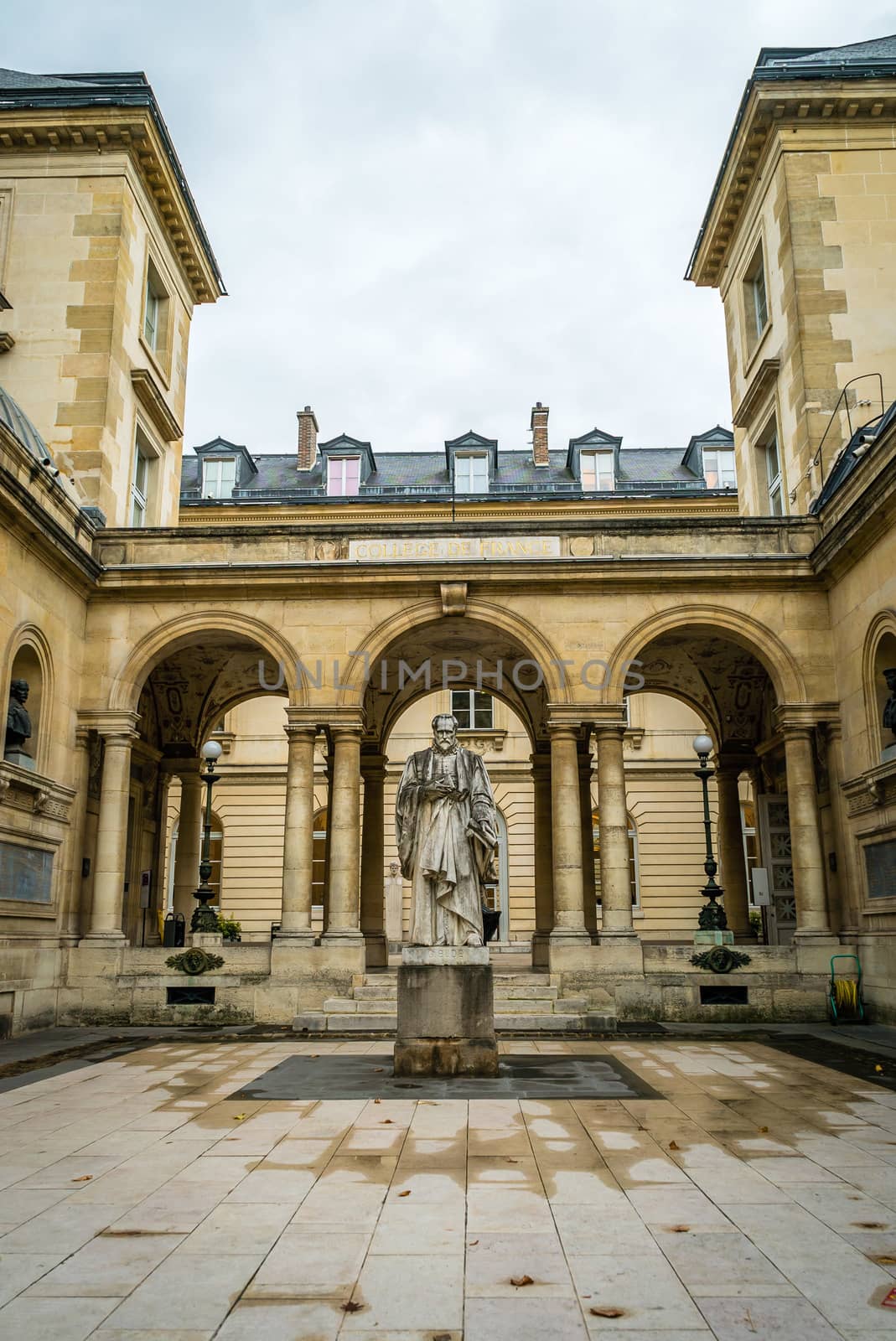 College de France hall statue in Paris