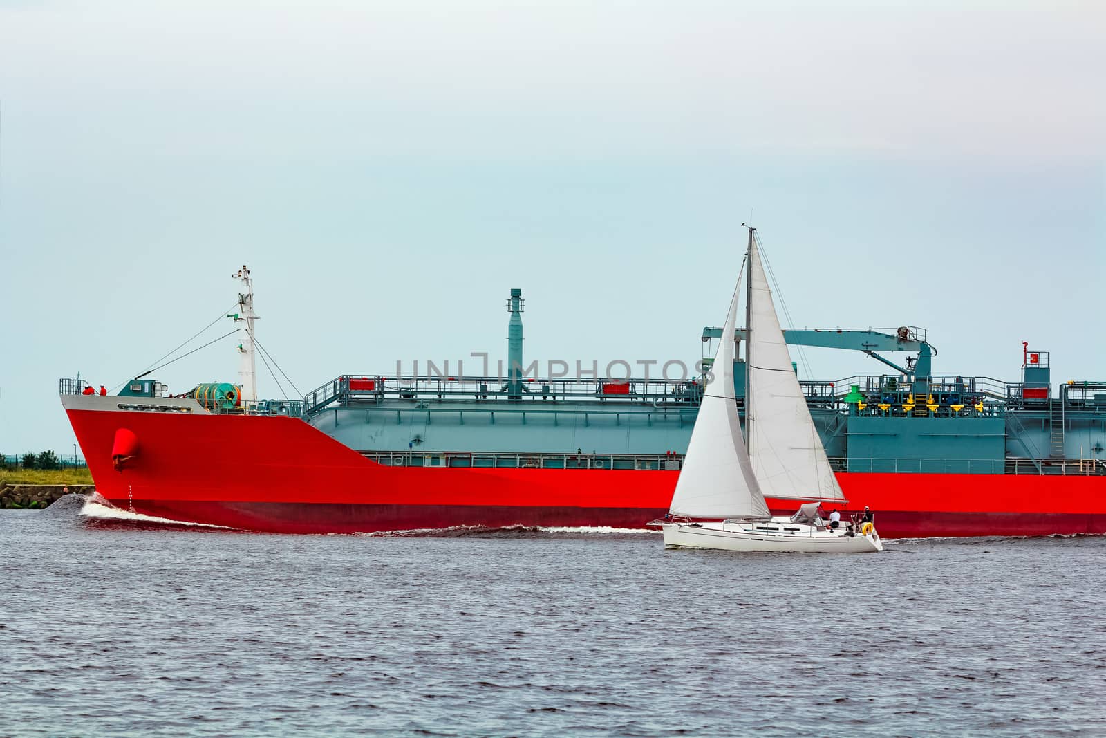 Red cargo tanker ship by sengnsp