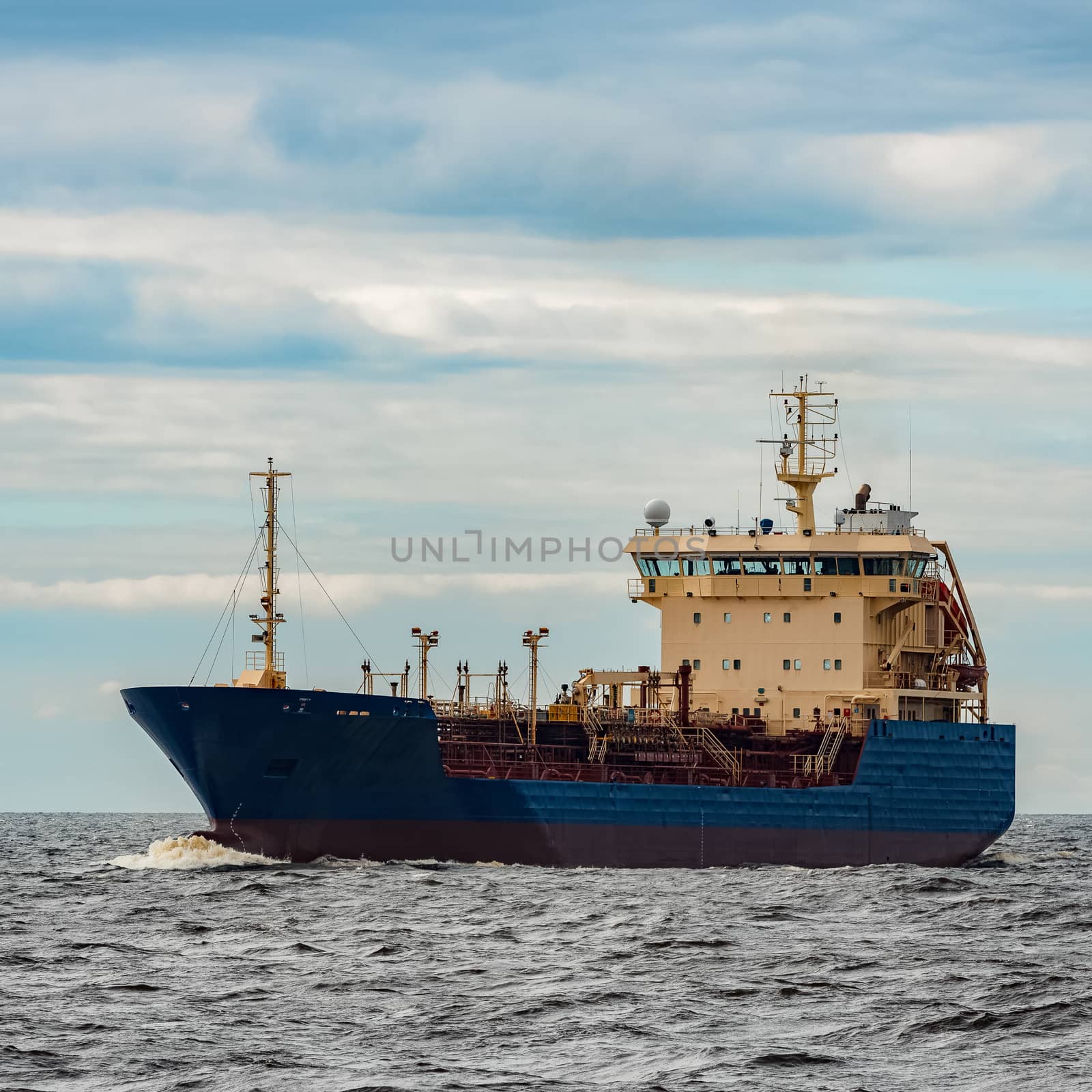 Blue cargo tanker ship by sengnsp