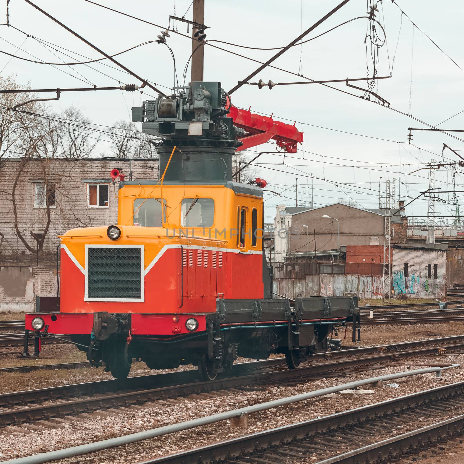Small industry repair train. Professional transportation equipment