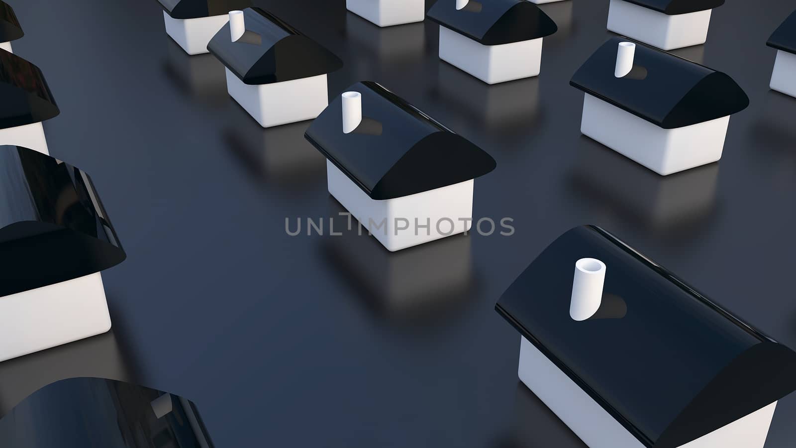 Row of houses, for real estate. 3d rendering