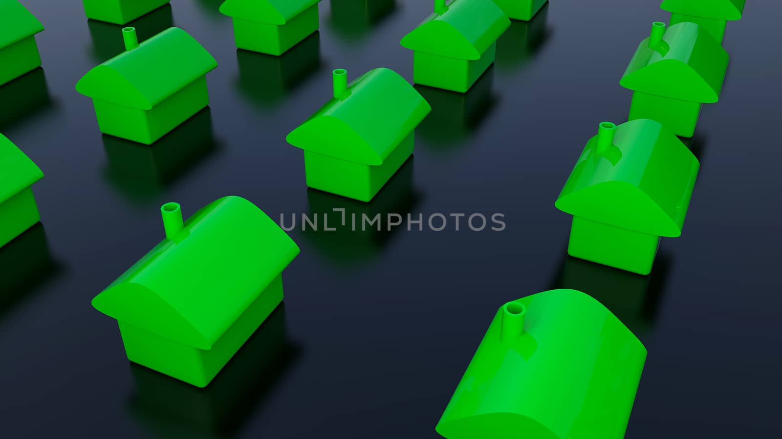 Row of houses, for real estate. 3d rendering