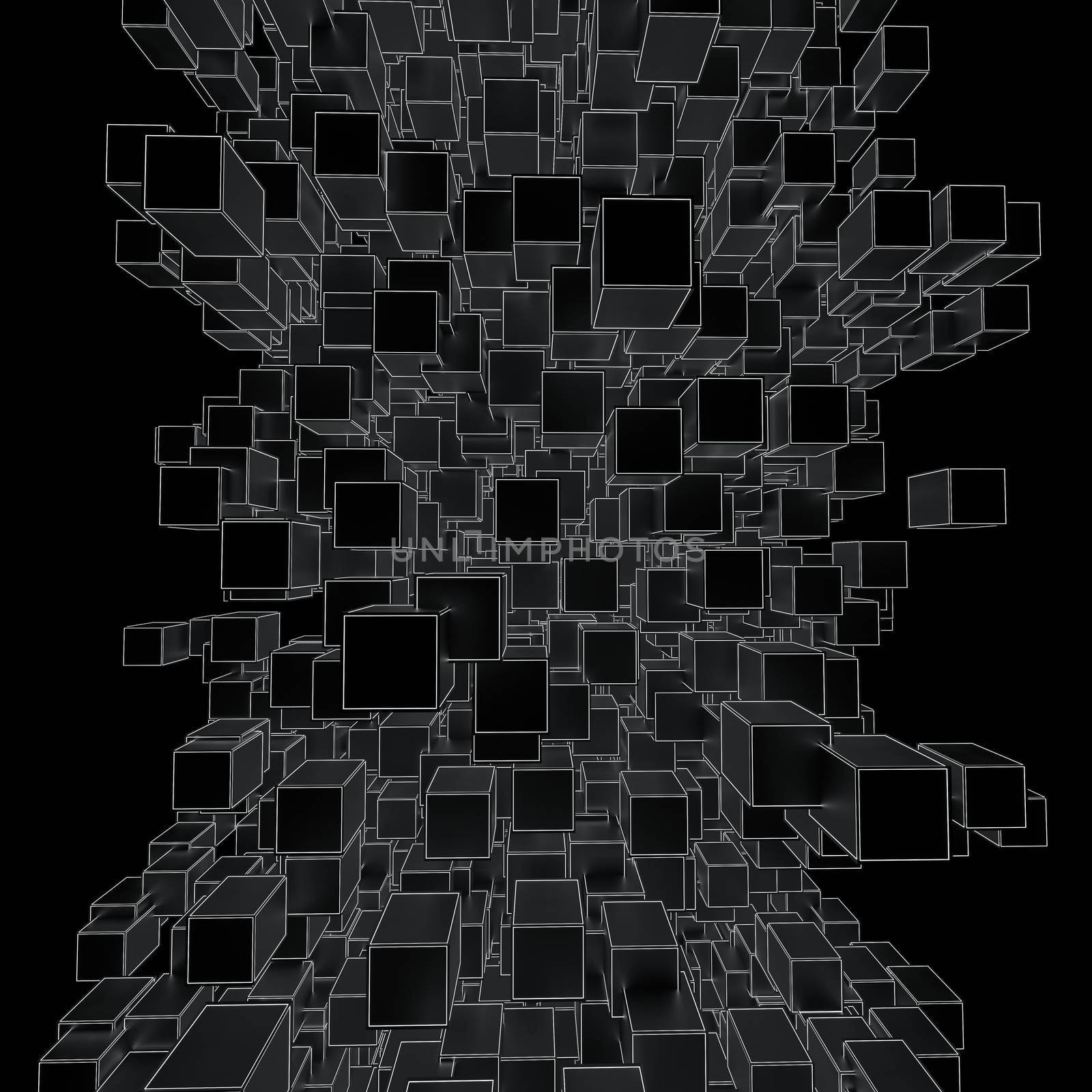 Abstract Futuristic Background Of Black Cubes with White Squares. 3D Illustration