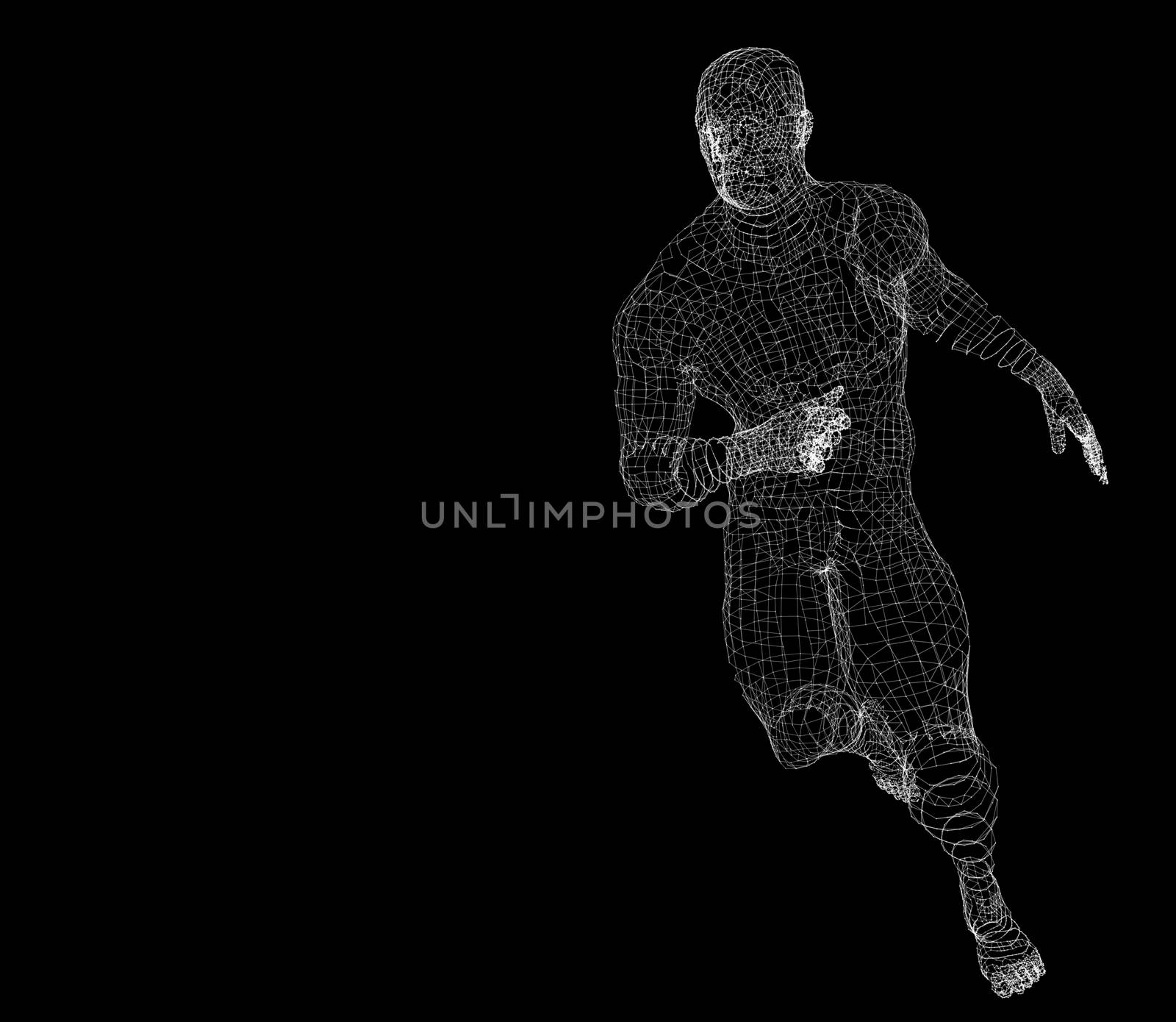 Running Man. Dots and lines. Futuristic Concept. 3d illustration