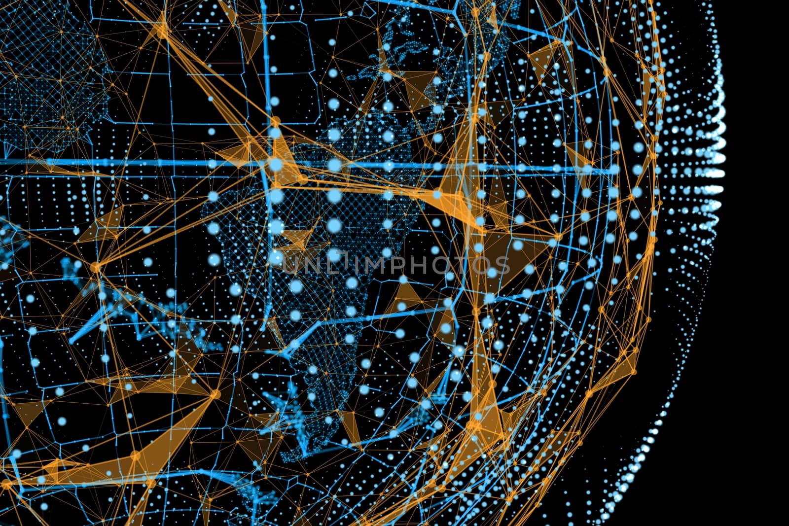 Global Network Connection. World Map And Lines. Concept of Global Business. 3D Illustration