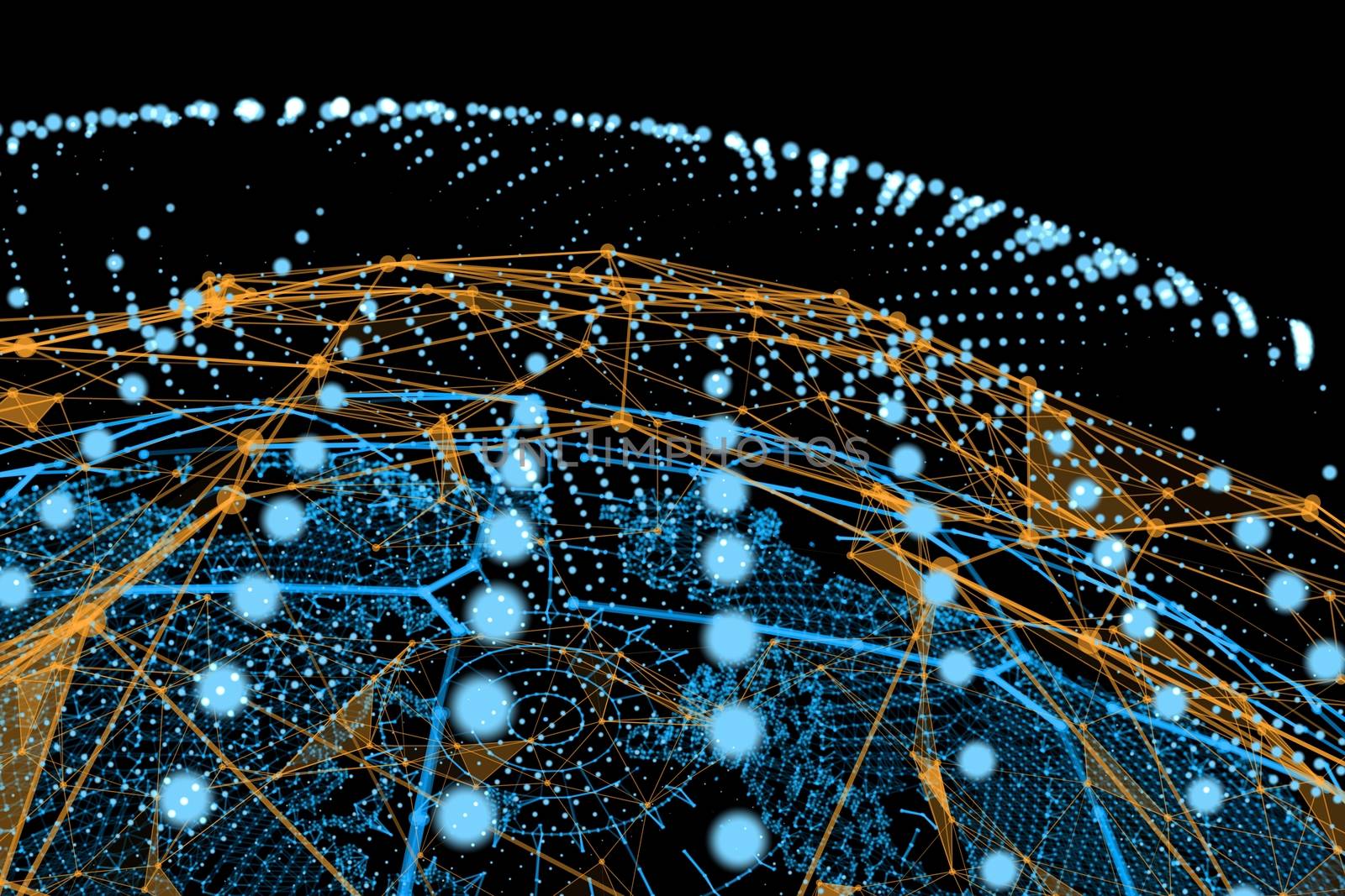 Internet Concept of Global Business. World Map With Network. 3D Illustration