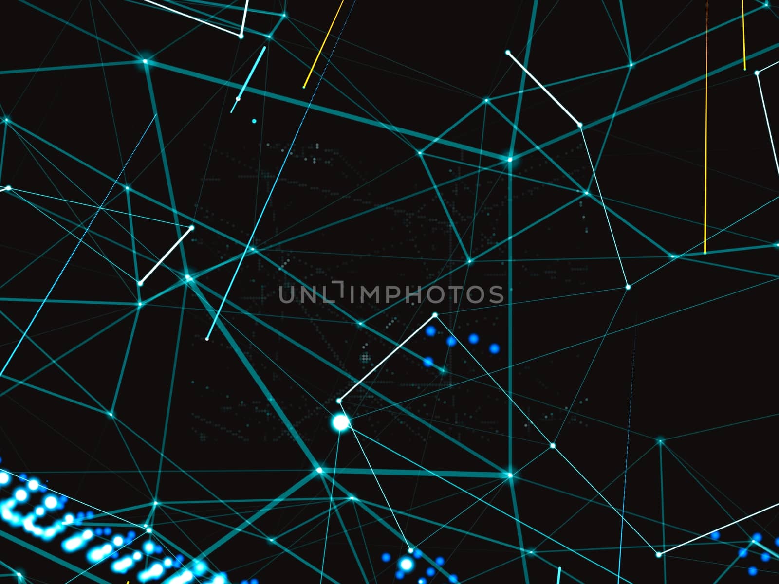 Computer, social, digital or other networks around the globe. Technological background. Digital representation of the world. Lines and points connected by a network. 3d illustration