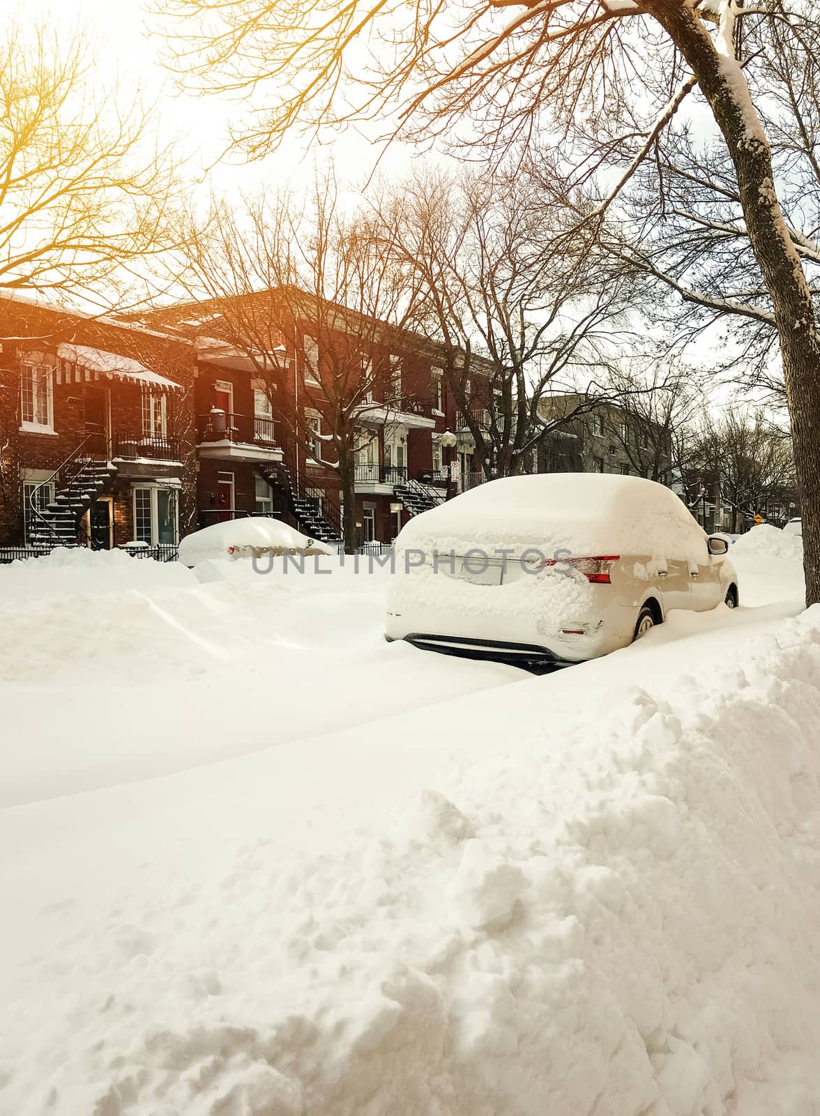 Urban winter street in sunset by anikasalsera