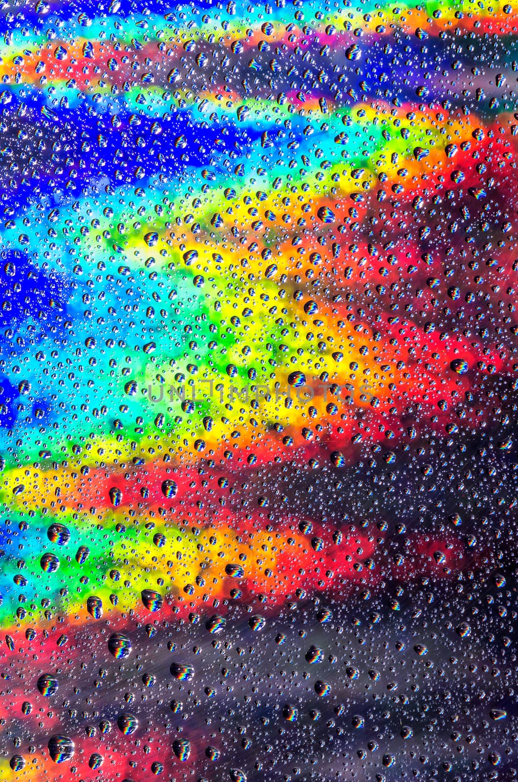 background rainbow with water droplets