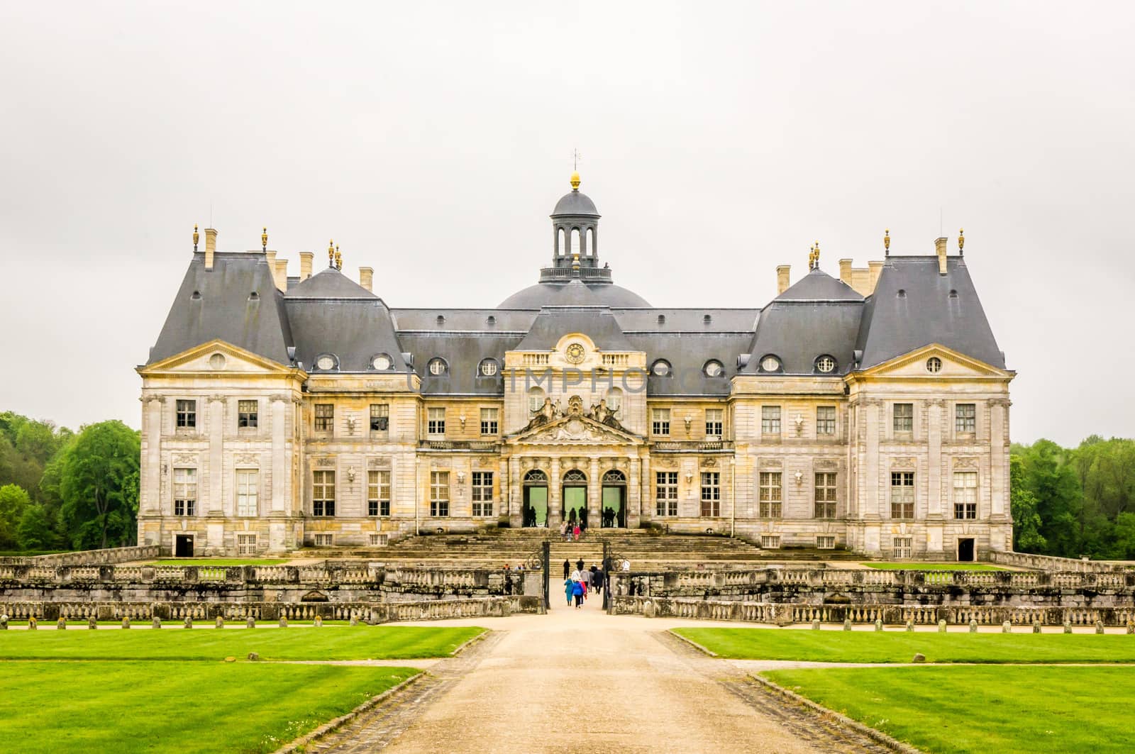 Vaux-le-vicomte castle in France and its front facade