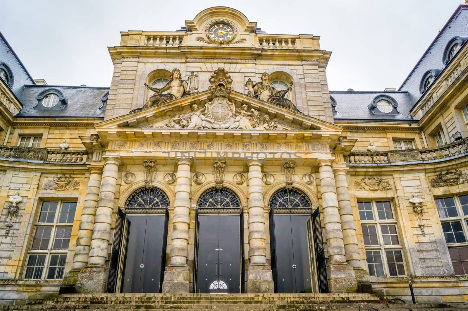 Vaux-le-vicomte castle in France and it's main entrance
