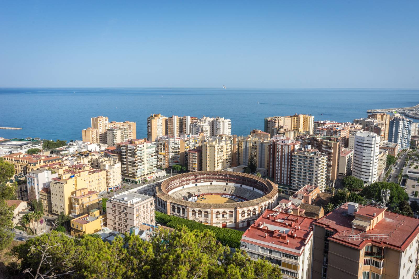 aerial view of Malagueta district and La Malagueta Bullring in M by ramana16