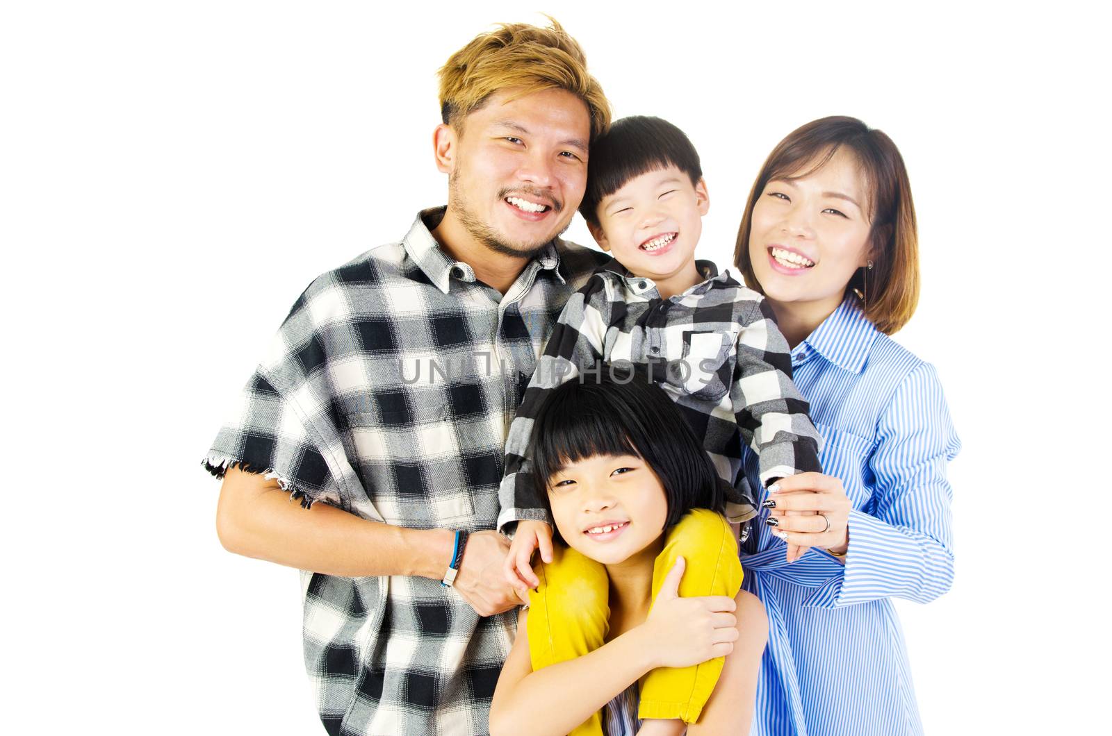 Indoor portrait of a happy asian family