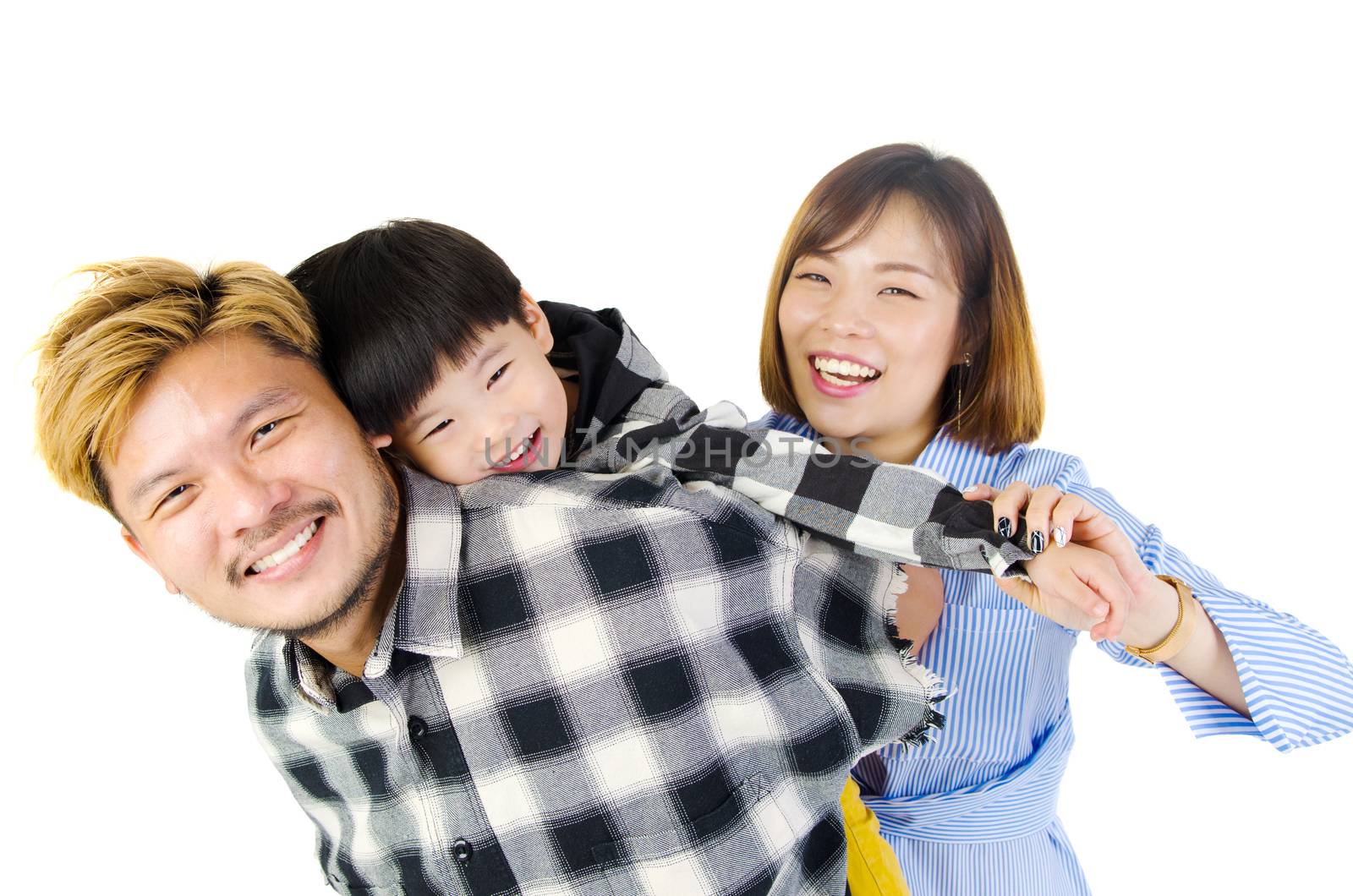 Happy Attractive Young asian Family Portrait isolated