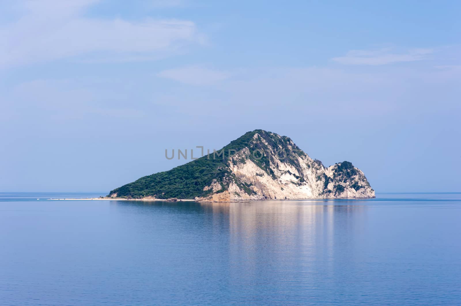 beautiful small greek  island and blue sea in the afternoon 