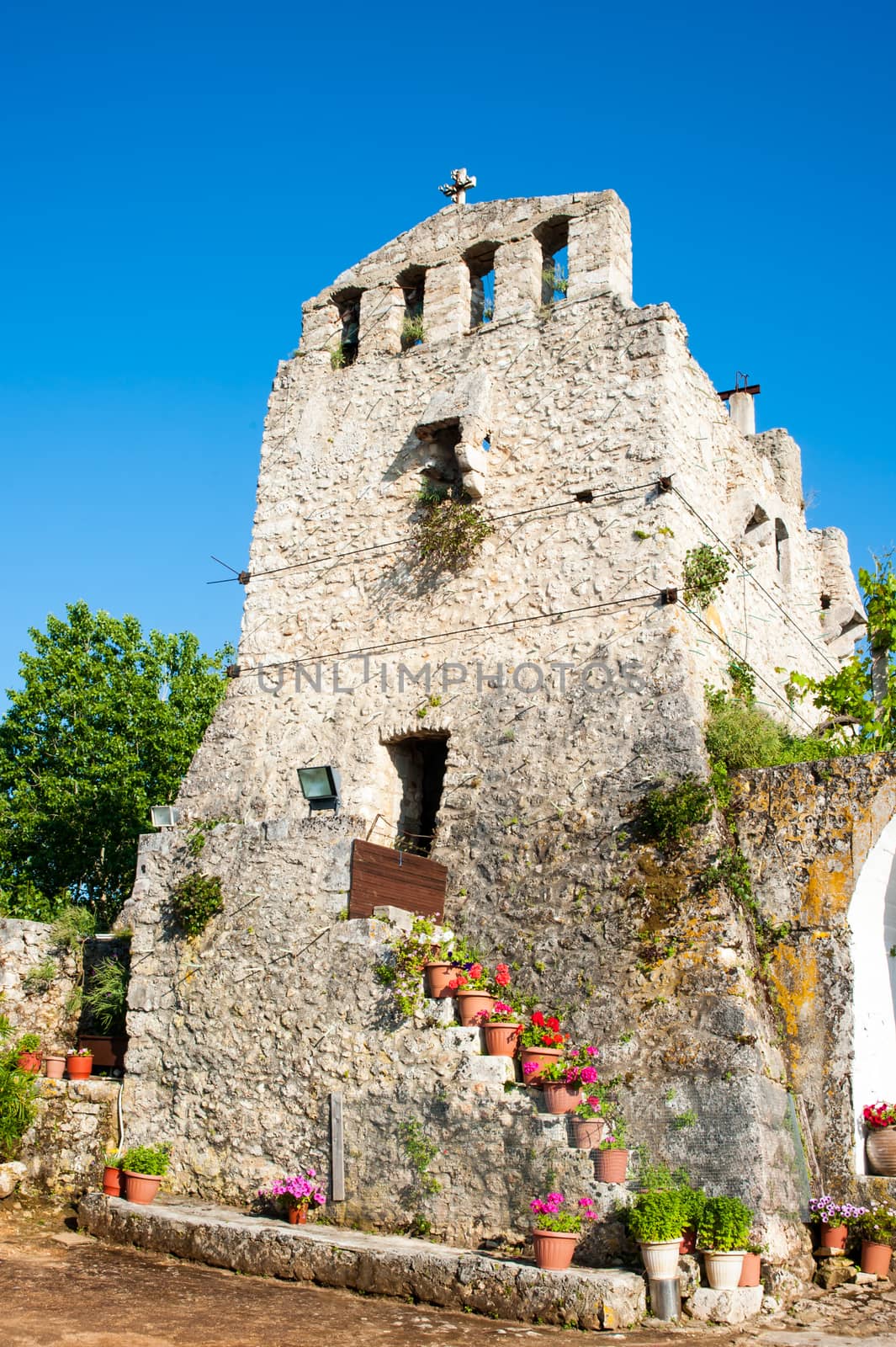 old traditional fort of a monastery in a greek island