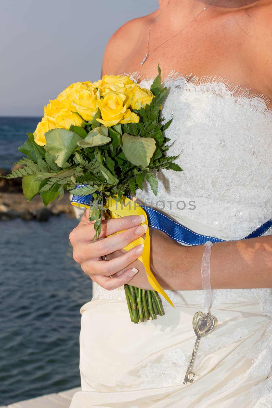 bride hold wedding bouquet