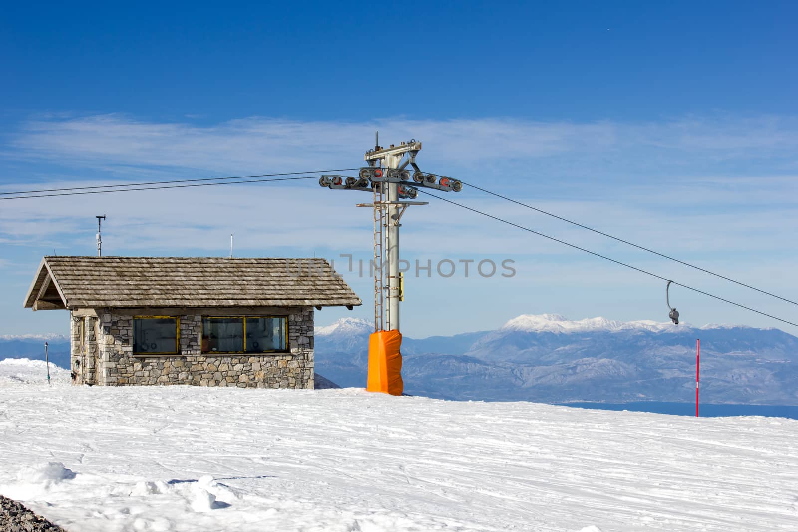 top of the mountain with snow on a sunny day