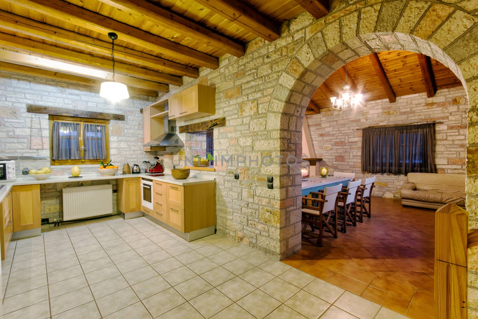 luxury kitchen of a traditional style decoration villa