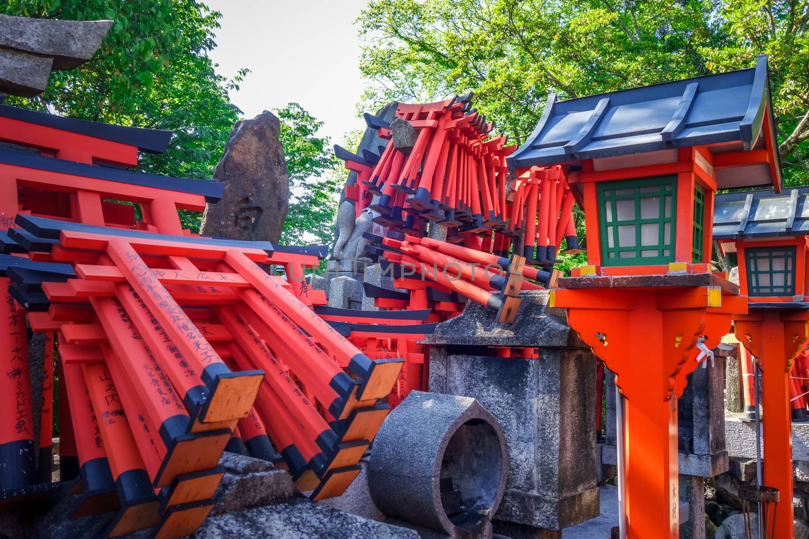 Gifts at Fushimi Inari Taisha torii shrine, Kyoto, Japan