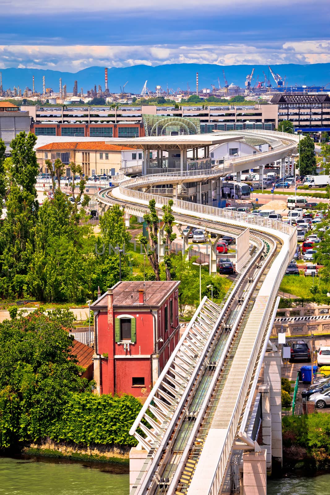 Venice People Mover air rail transit system view, Veneto region of Italy