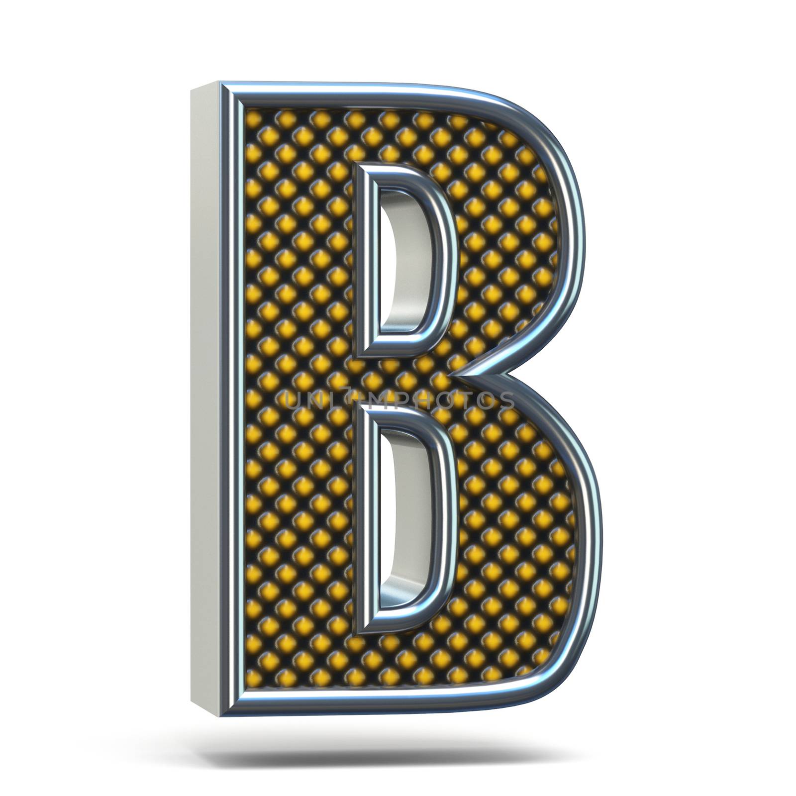 Chrome metal orange dotted font Letter B 3D by djmilic