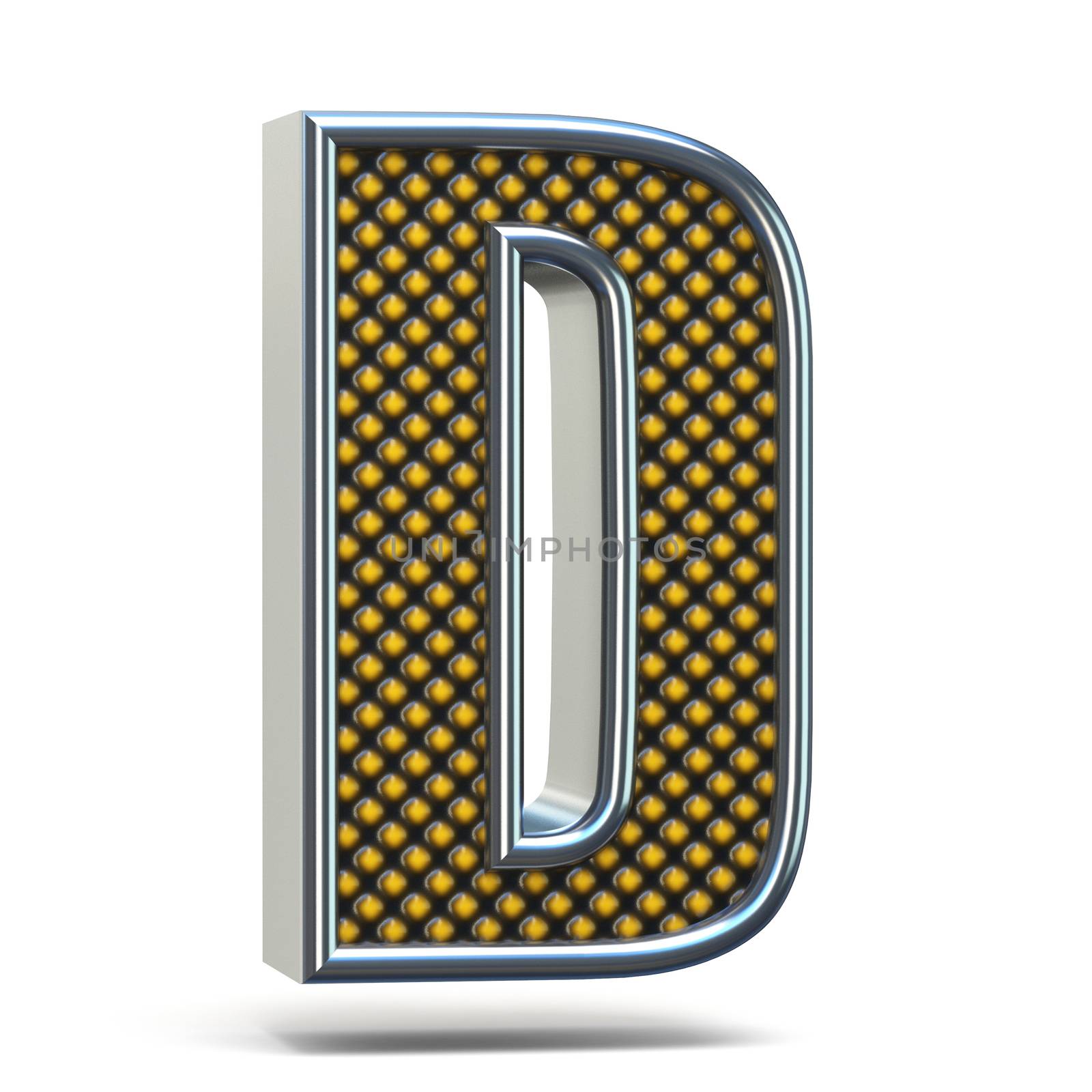 Chrome metal orange dotted font Letter D 3D by djmilic