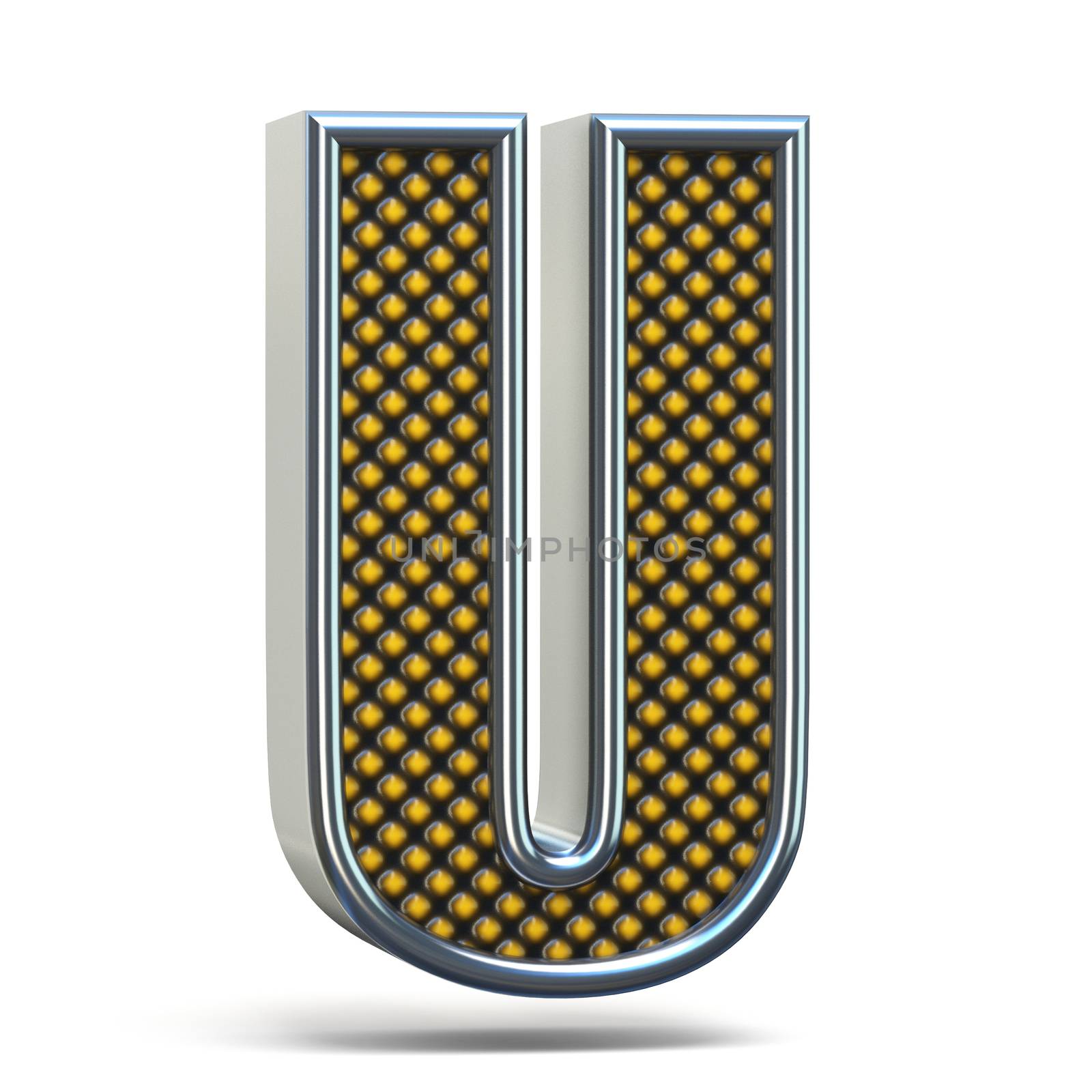 Chrome metal orange dotted font Letter U 3D by djmilic