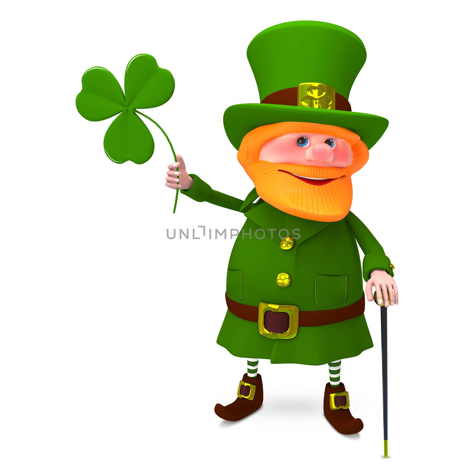 3D Illustration of Saint Patrick with Clover by brux