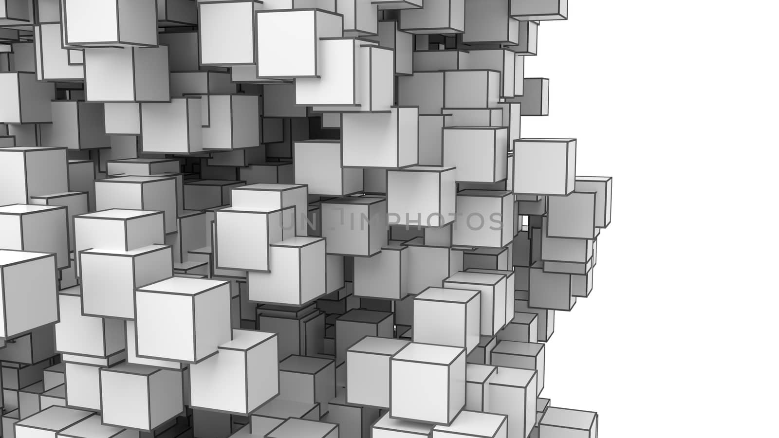 Abstract Image Of Cubes Background In Gray Toned. Template For Your Technology Design. 3D Illustration