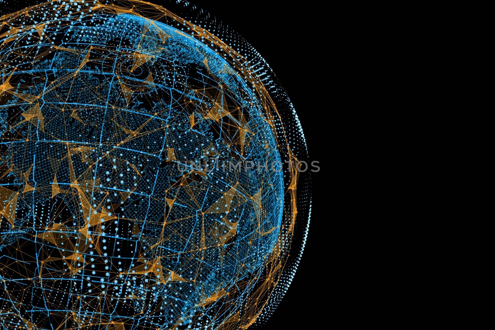 Global Network Connection. World Map And Lines. Concept of Global Business. 3D Illustration