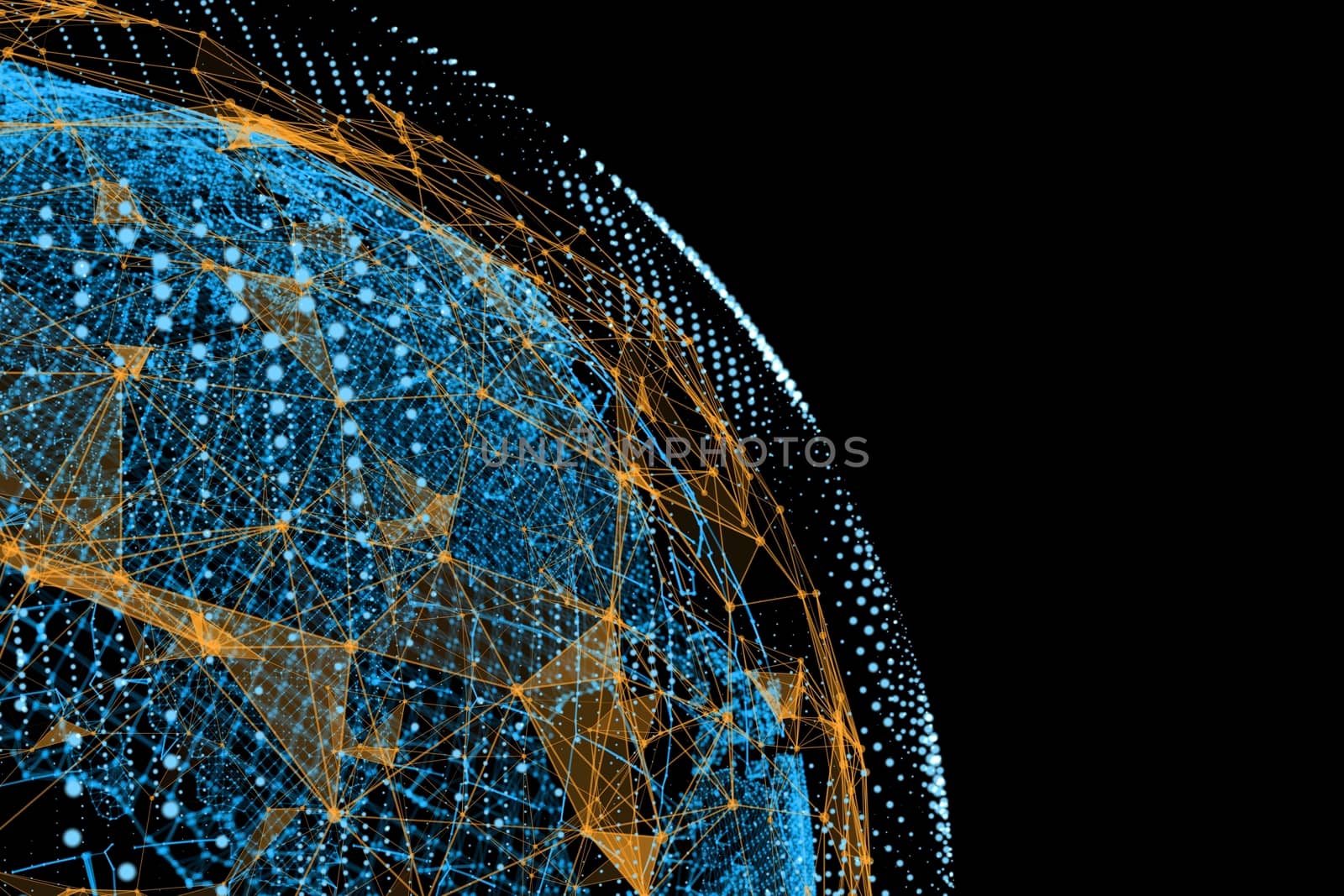 Global Network Connection. World Map And Lines. Concept of Global Business. 3D Illustration