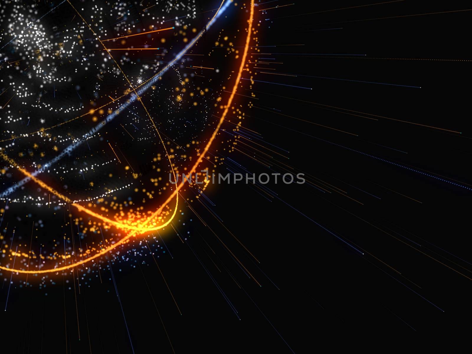 Concept of Network, Internet Communication. Bright Lines And Points Connected To Each Other. 3D Illustration