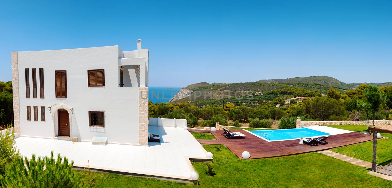 luxury villa with big pool and beautiful view to the ionian sea 