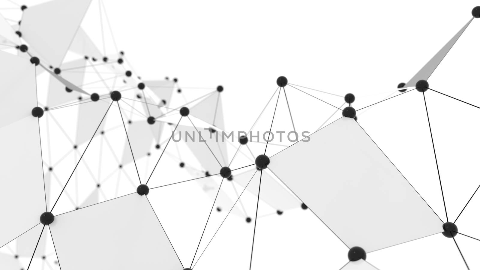 Creative social network. Abstract polygonal background. 3d illystration