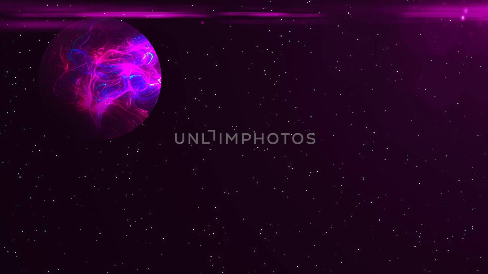 Futuristic planet against the background of the stars. Abstract background with flare effect.