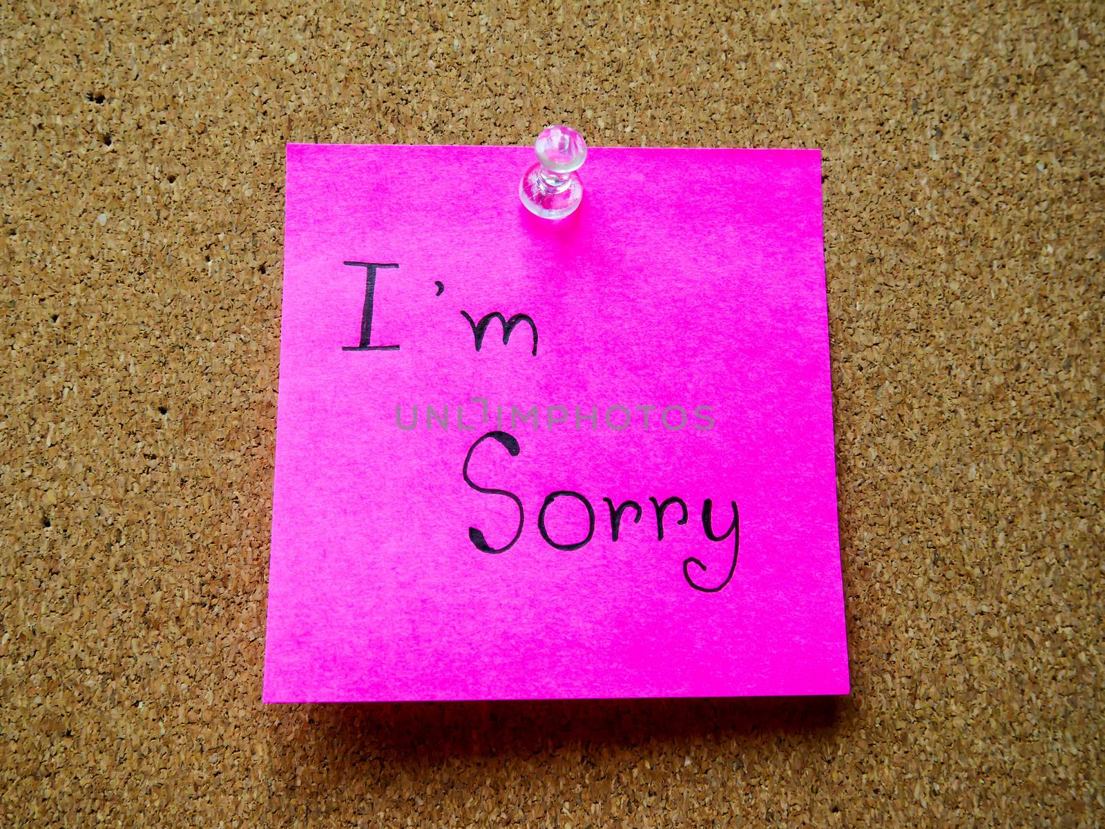 I'm sorry in post it note on wooden board