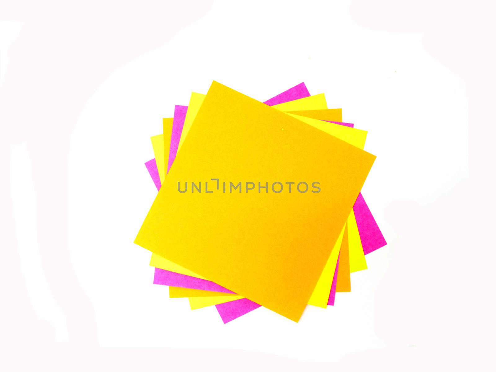 Colorful post it note on white background