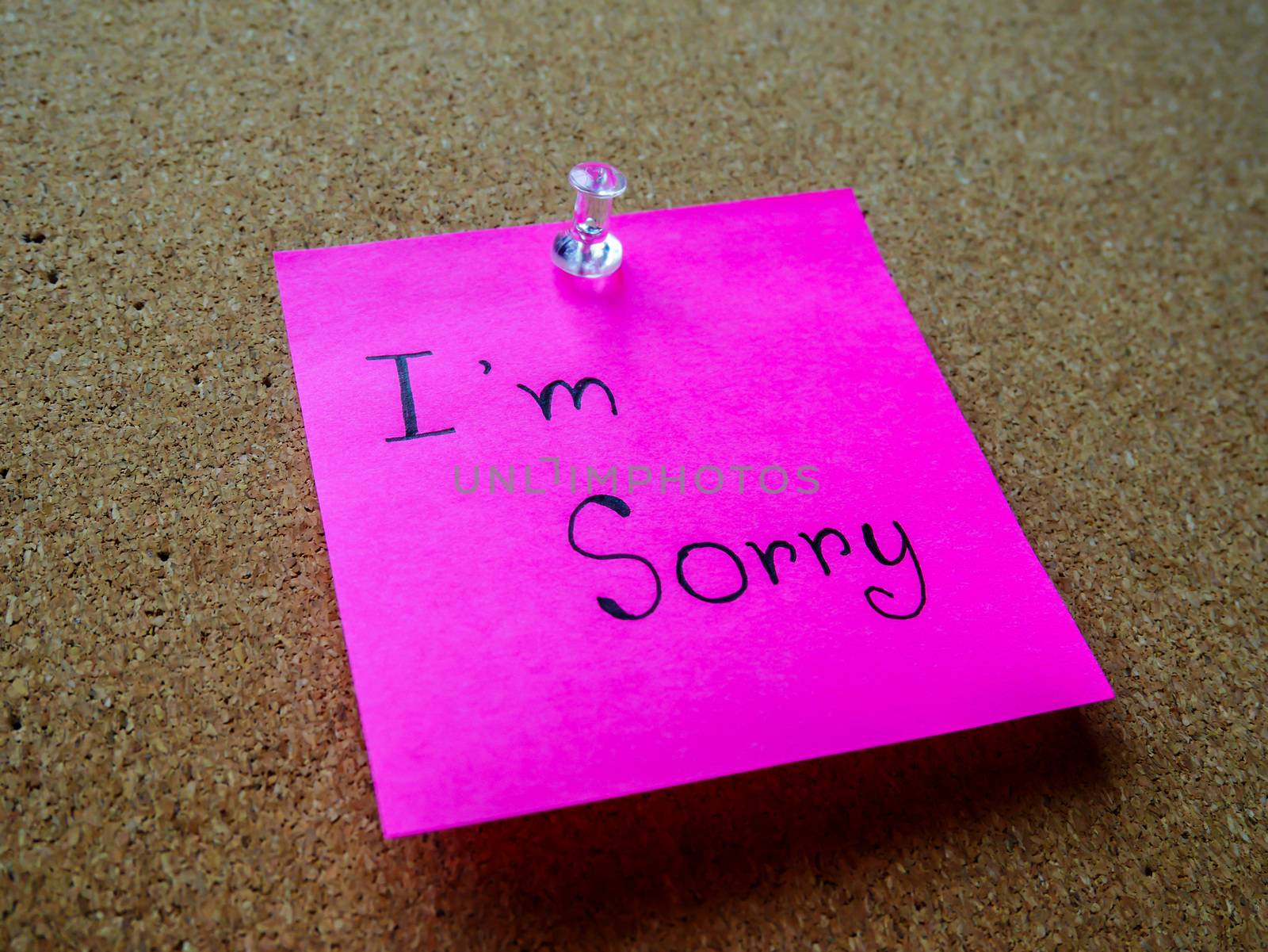 I'm sorry in post it note on wooden board