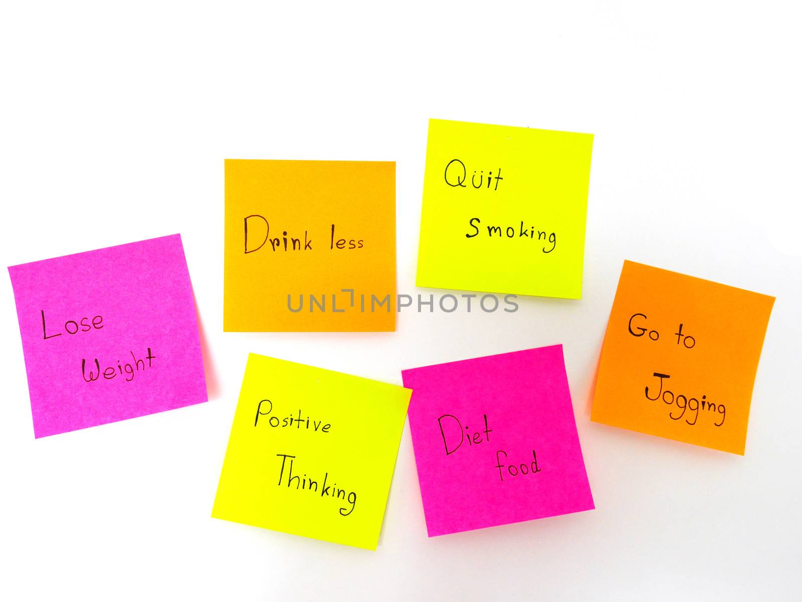 Post it note for healthy on white background
