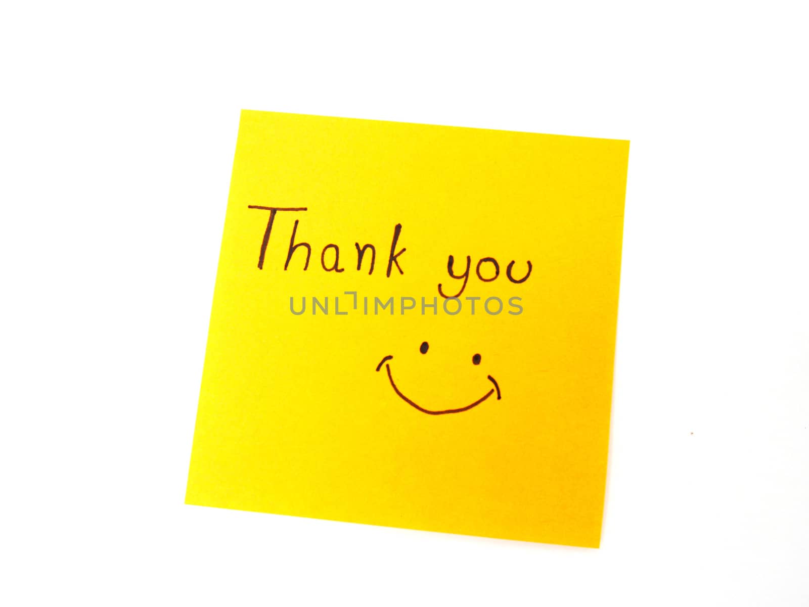 Writting "Thank you" on post it note for someone