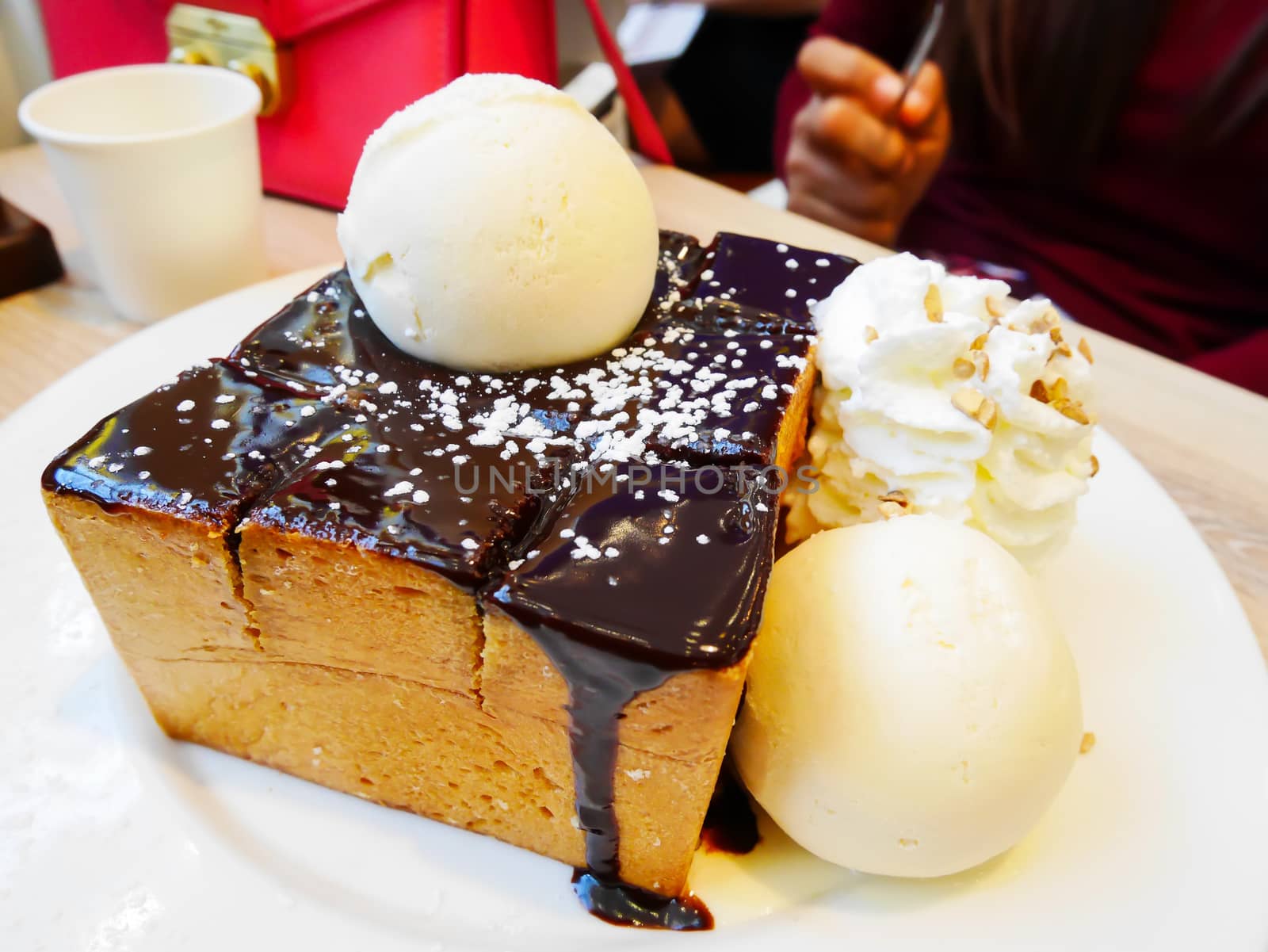 Chocolate toast is delicious dessert in thailand