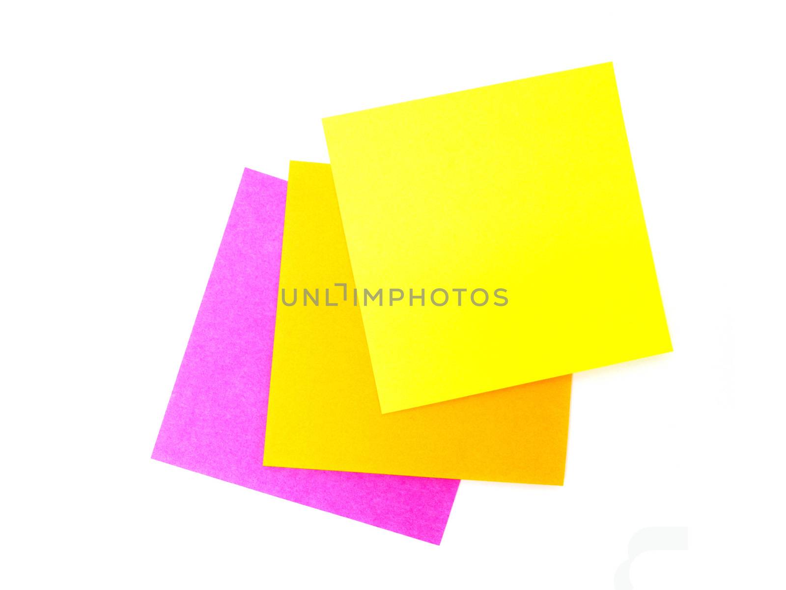 Colorful post it note on white background