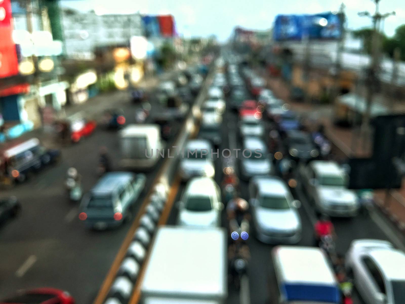 Blur background of traffic jam in rush hour