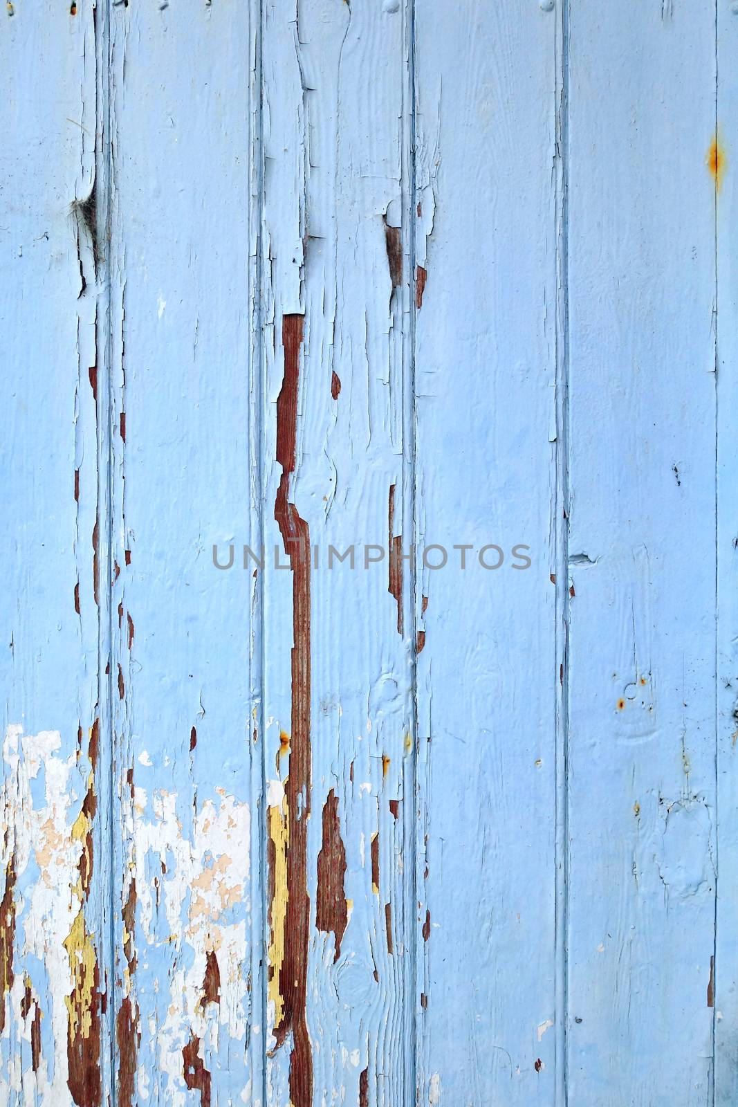 Old wood board painted blue background texture