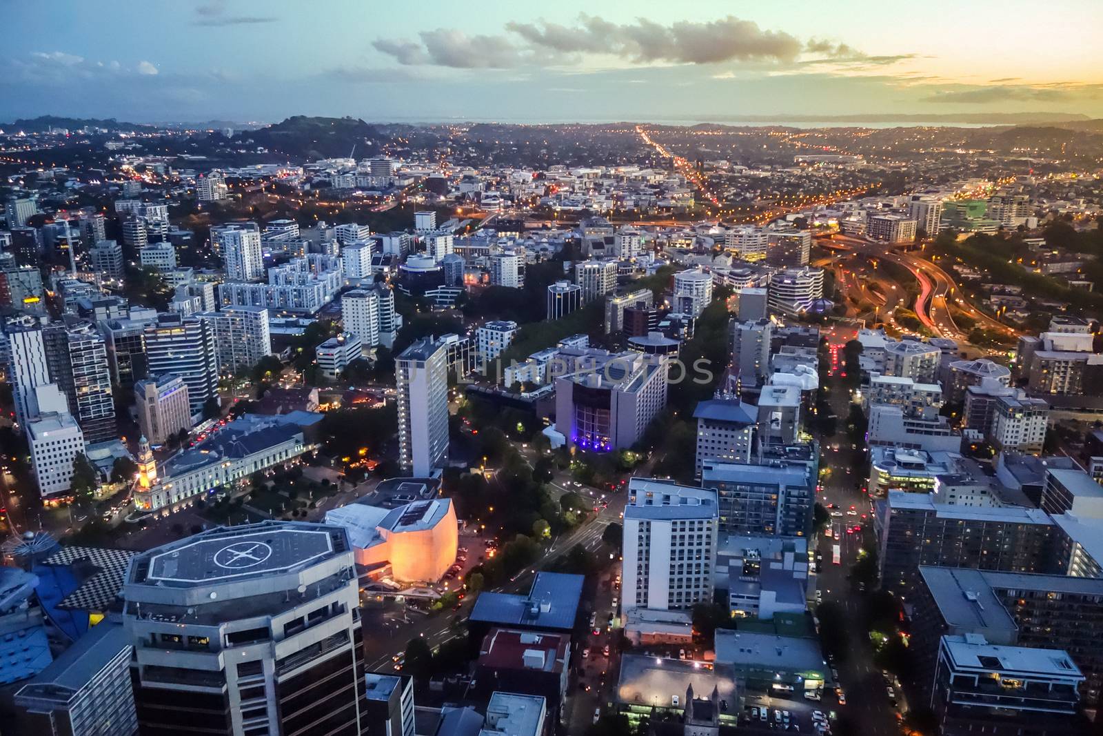 Auckland city center aerial view, New Zealand