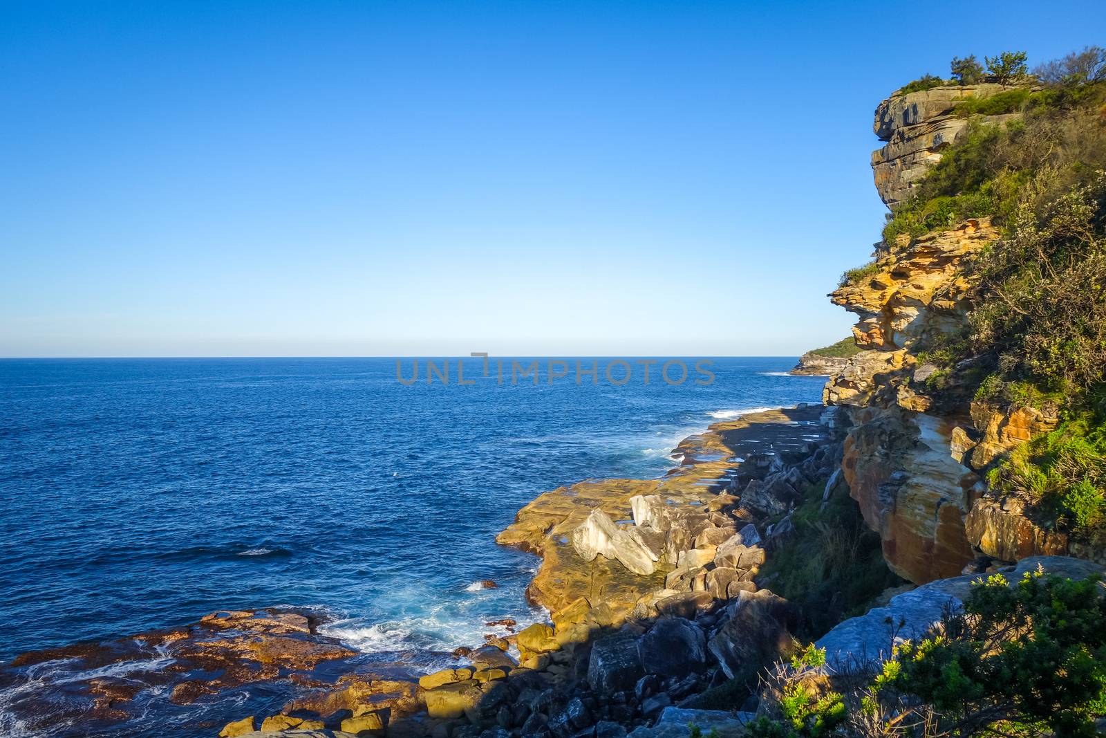 Manly Beach coastal cliffs in Sydney, Australia